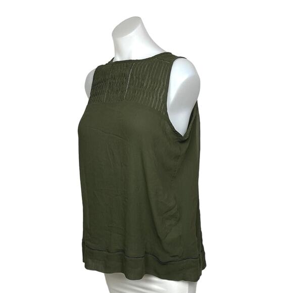 Banana Republic Tops - Banana Republic Green Pleated Ruched Pintuck Sleeveless Blouse Tank Top Size S